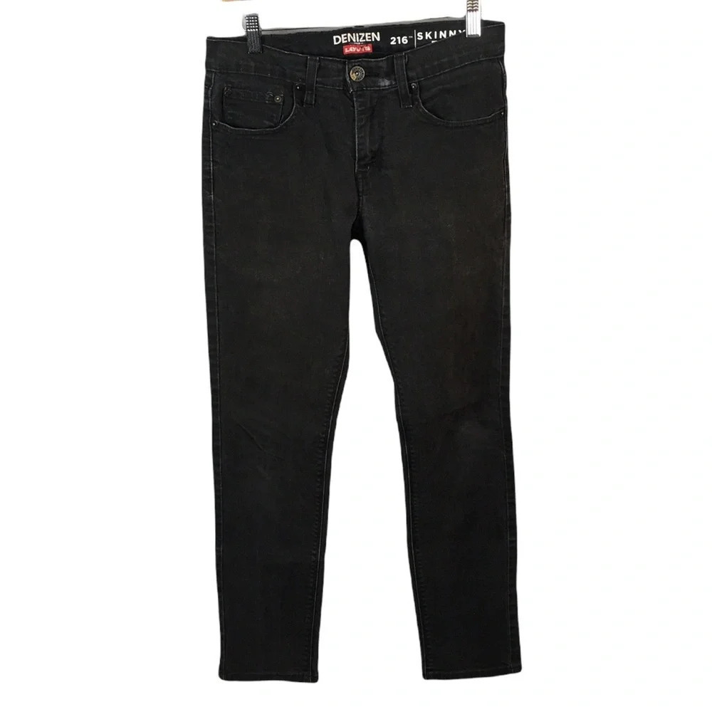 MJ197 Mens LEVI’S DENIZEN 216 Modern Black Skinny Fit Jeans 30x30